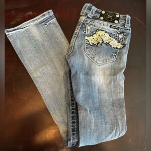 Miss Me Bootcut Jeans! Winged back!